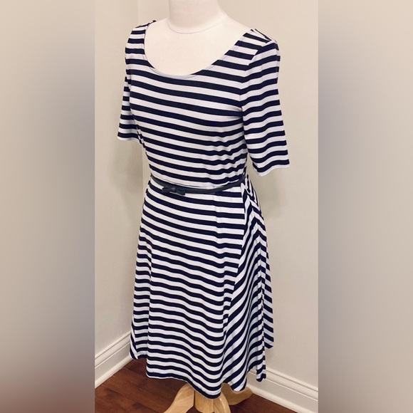 The Limited Navy and White Striped Midi Dress - Picture 5 of 12